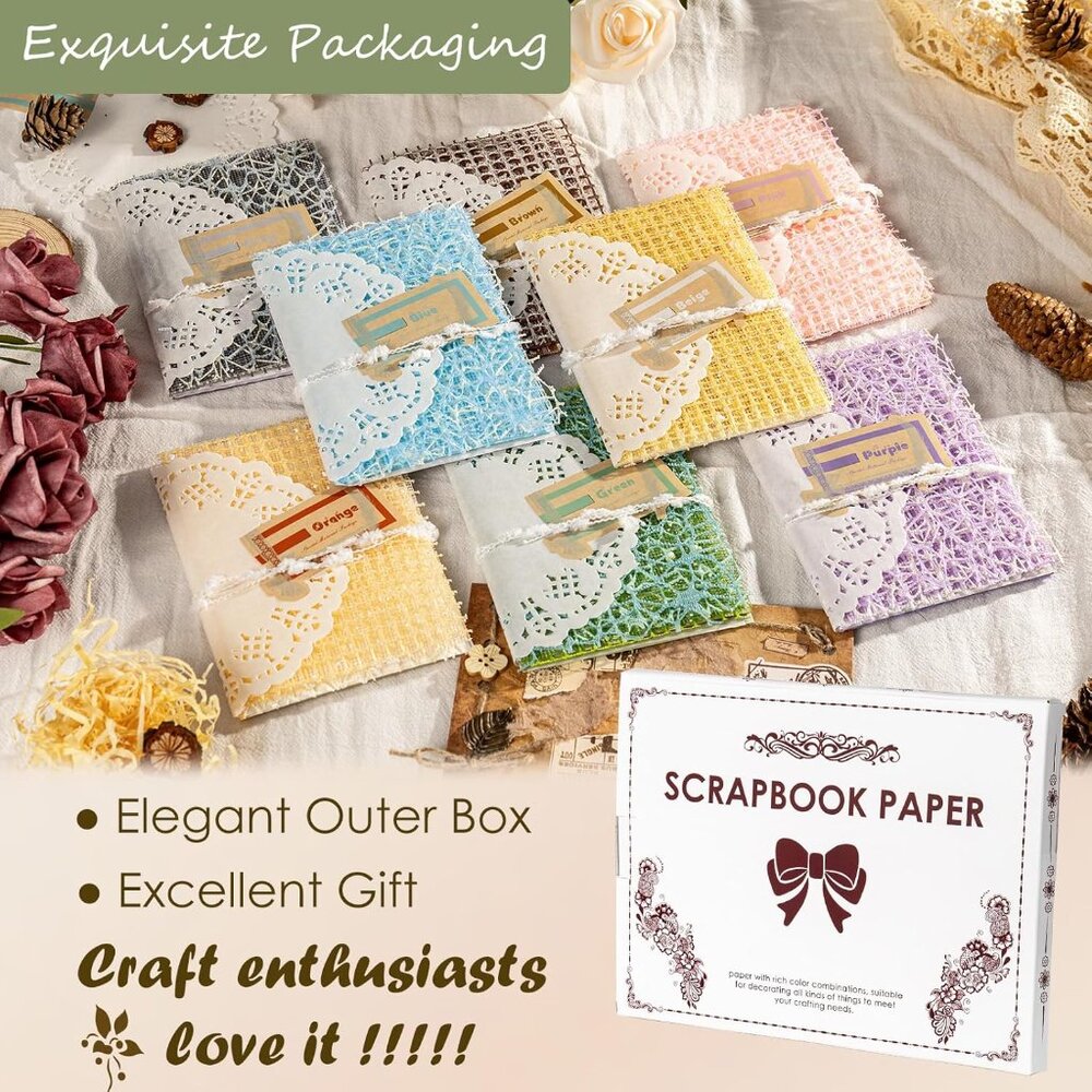 8 Pack Assorted Textured Scrapbook & Mesh Craft P… - image 3